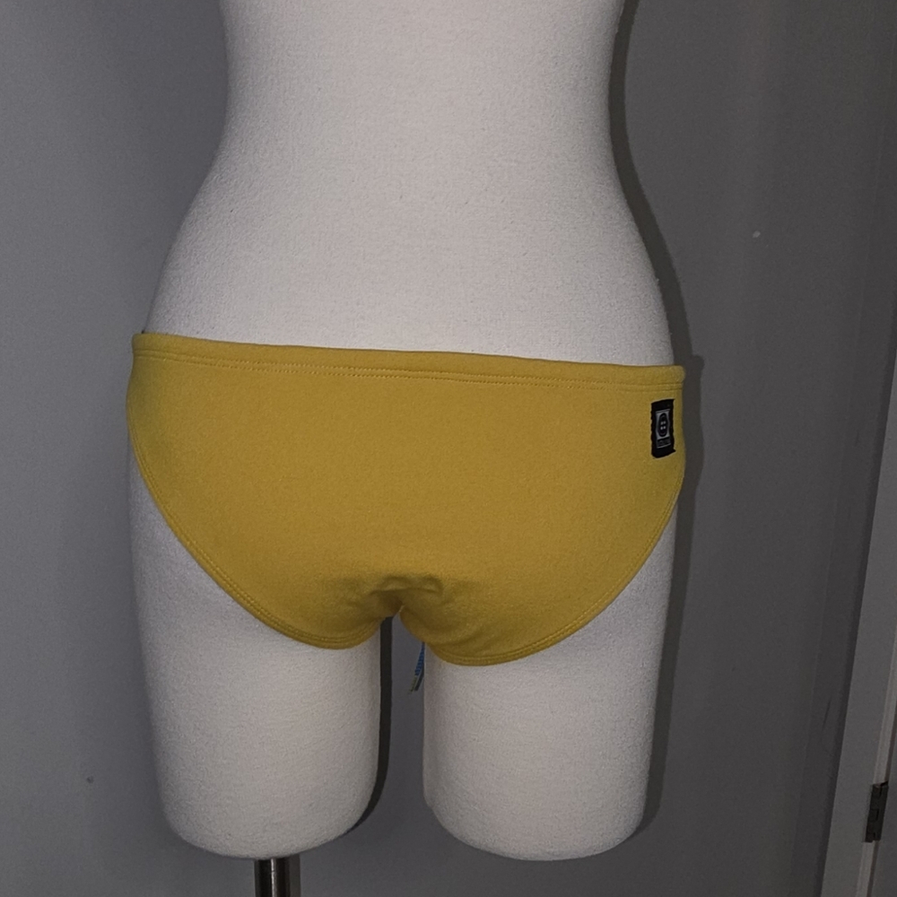 Jolyn Clothing MIDL Yellow Active Bikini Bottom Black Logo Patch Drawstring Sz S - Picture 4 of 16